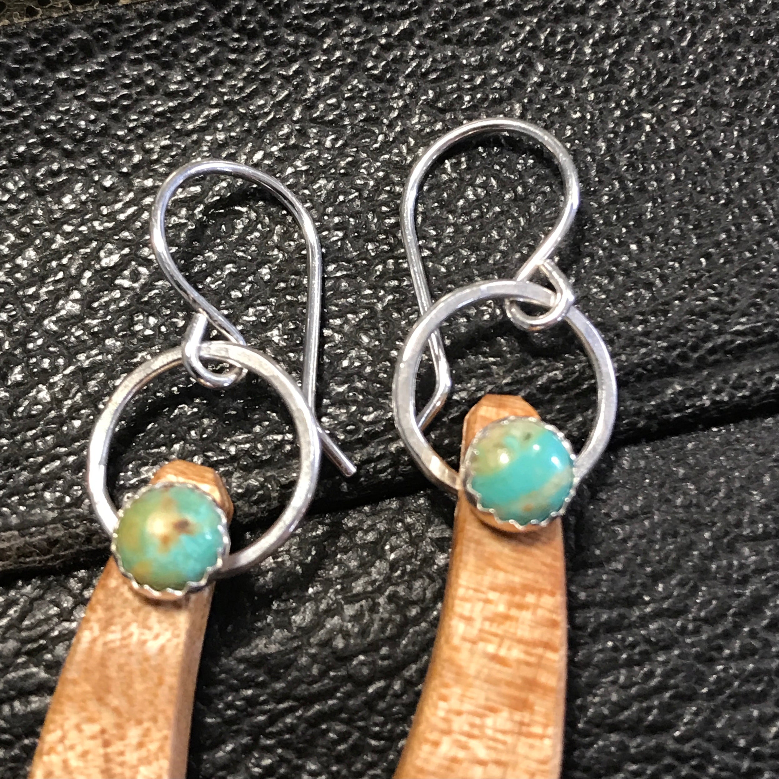 Camano Maple: Wood, Sterling Silver, 14/20 Gold-filled, Turquoise earrings