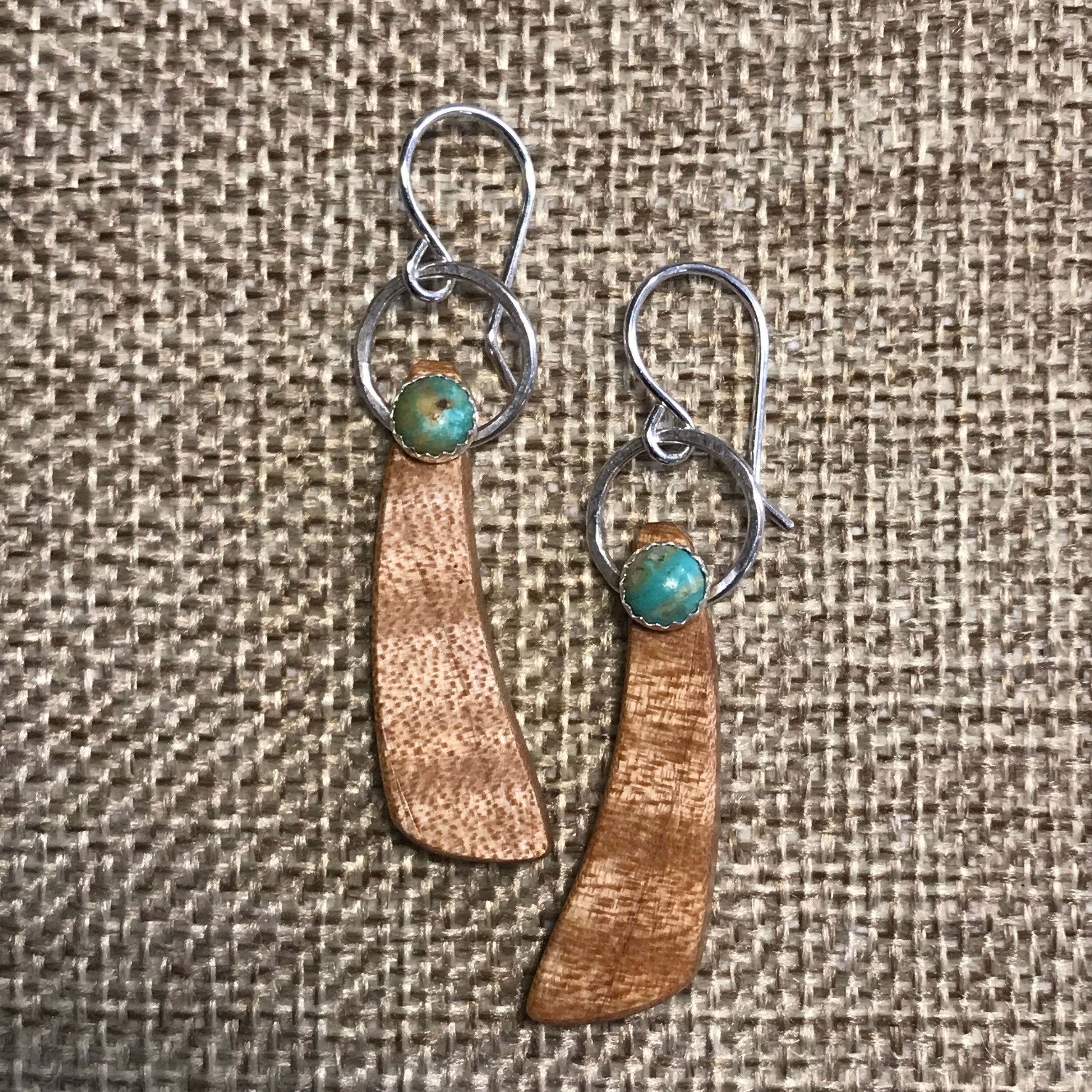 Camano Maple: Wood, Sterling Silver, 14/20 Gold-filled, Turquoise earrings