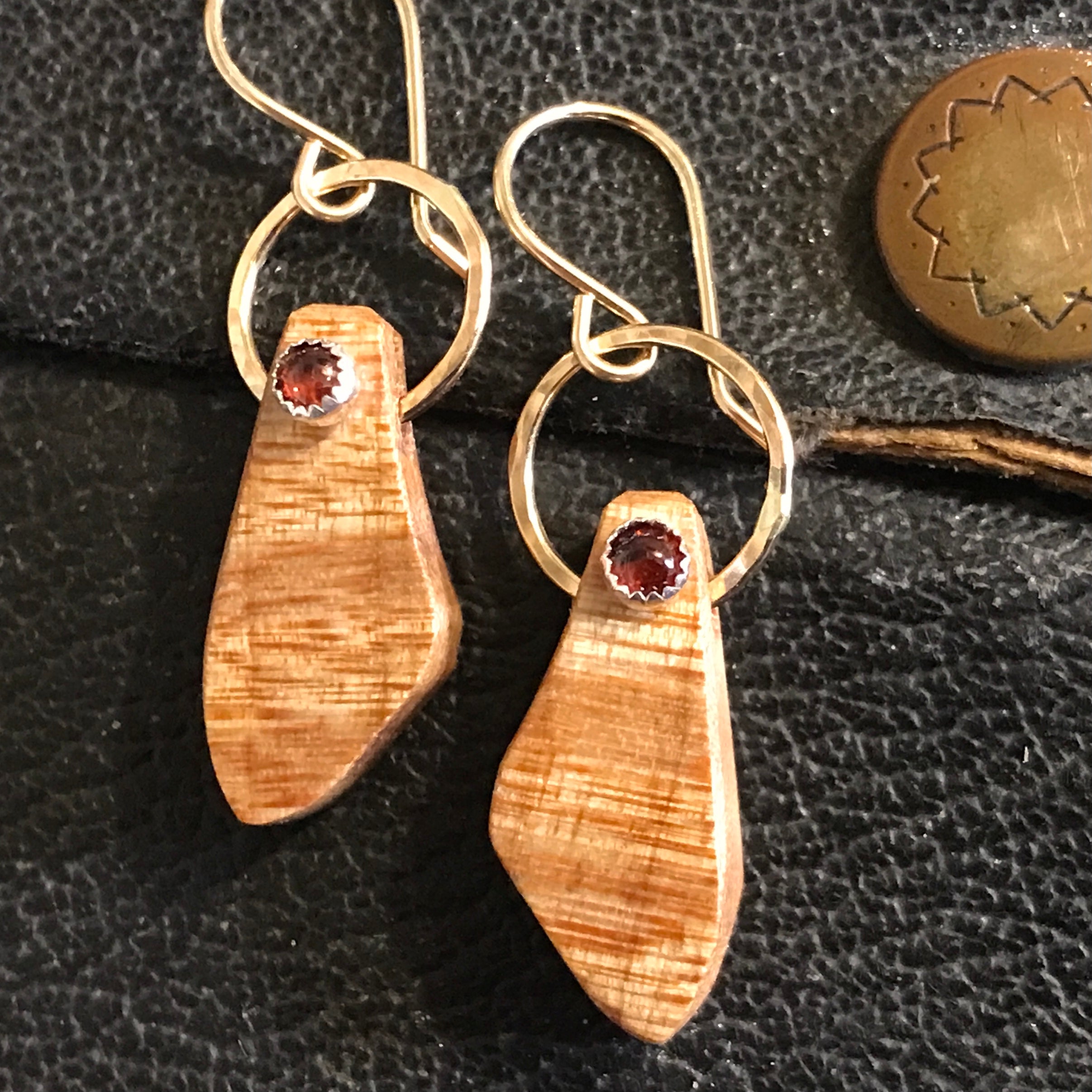 Camano Maple: Wood, Garnet, Sterling Silver, 14/20 Gold-filled