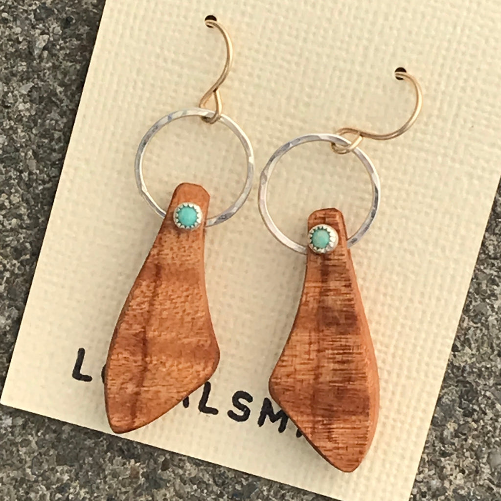 Camano Maple: Wood, Sterling Silver, 14/20 Gold-filled, Turquoise