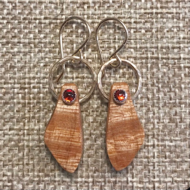 Camano Maple: Wood, Garnet, Sterling Silver, 14/20 Gold-filled