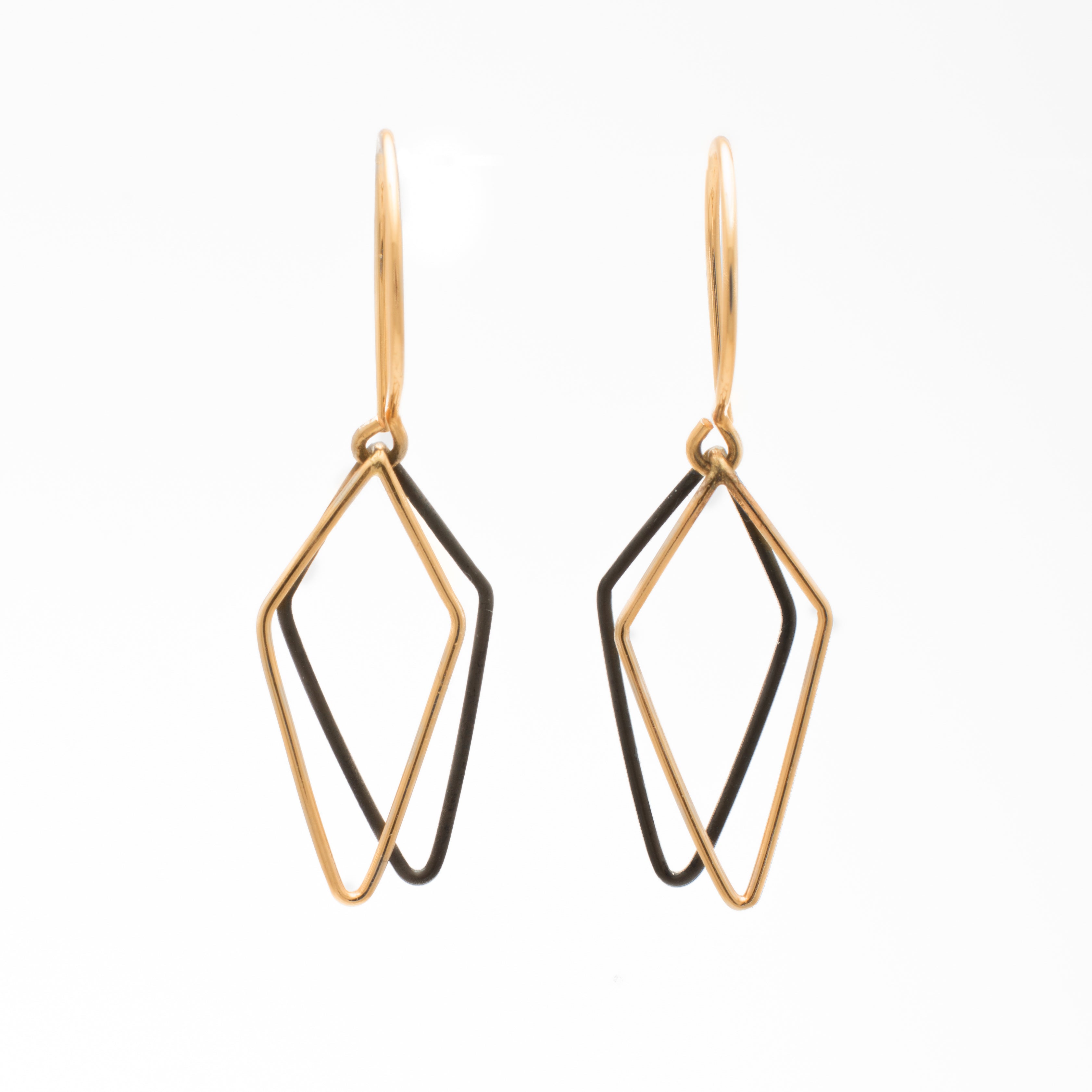 Kite Shadows: 14/20 Gold-filled and Oxidized Sterling Silver Earrings