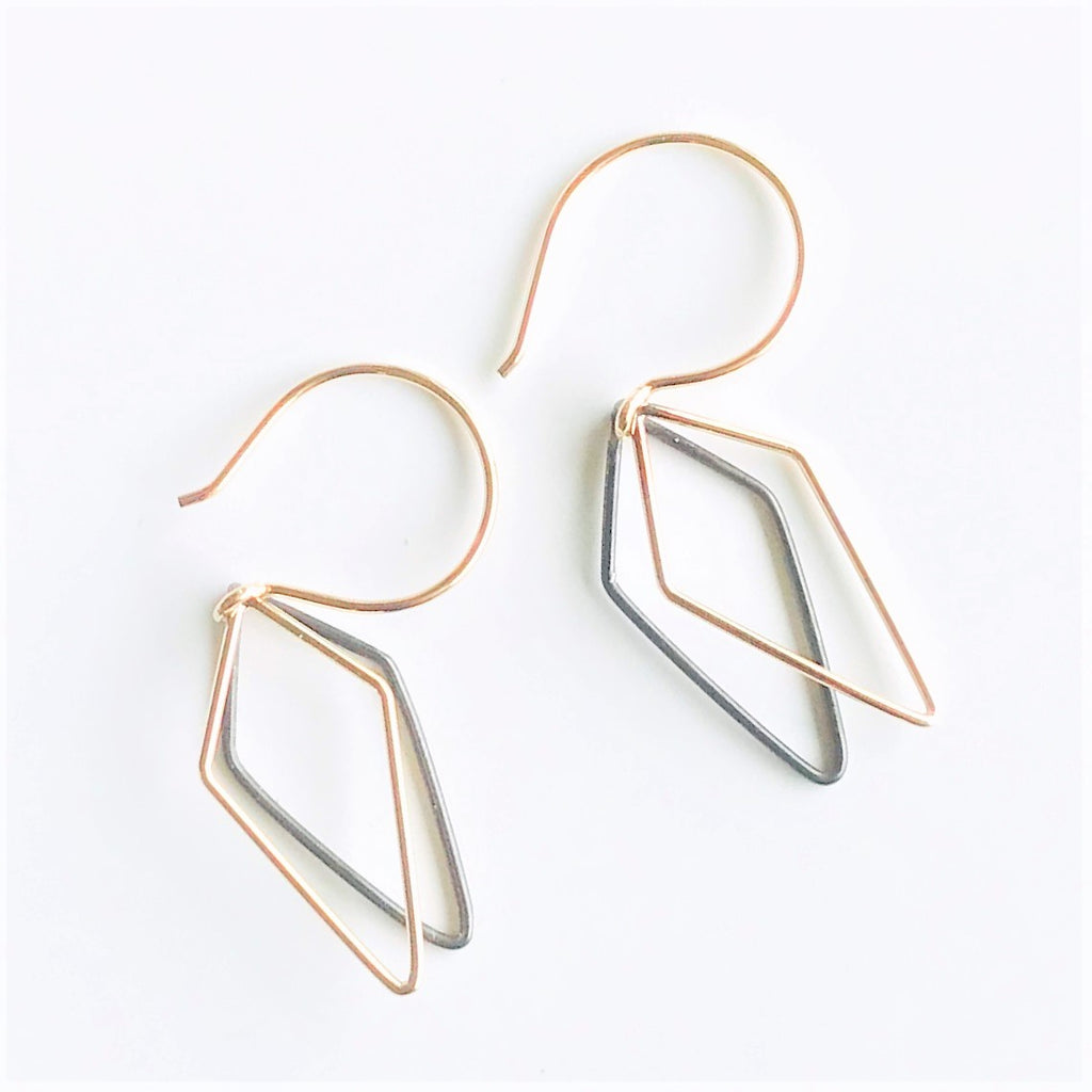 Kite Shadows: 14/20 Gold-filled and Oxidized Sterling Silver Earrings